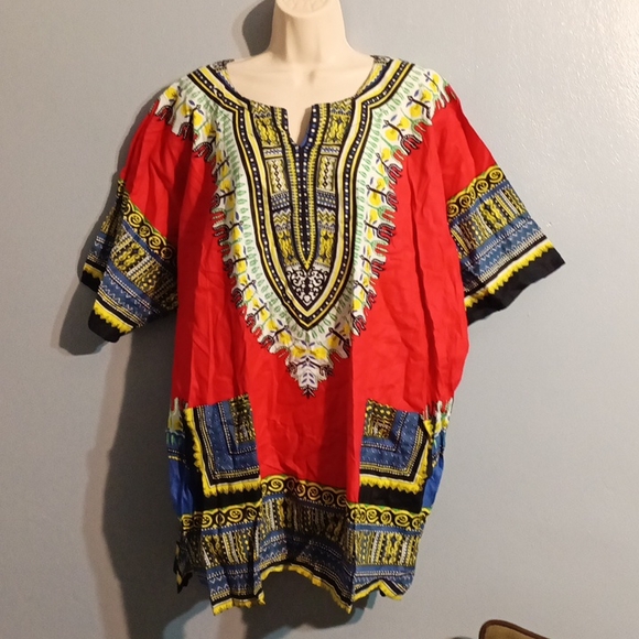 Krishma overseas women's red dashiki blouse in a one size plus - Picture 9 of 17